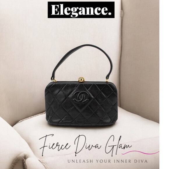 VINTAGE 1994 CHANEL Top Handle Bag with Lambskin - Picture 2 of 10